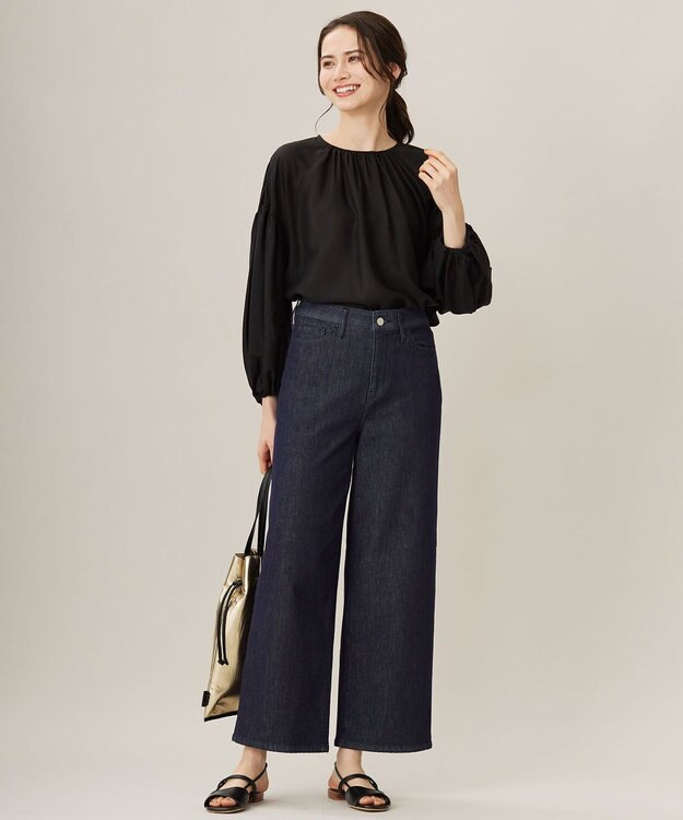 自由区 【洗える】ウスカルデニム ワイドパンツ インディゴ