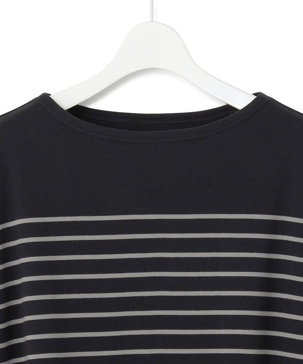 23区 【洗える】Armor-lux クロップドボーダー カットソー ブラック×モカ