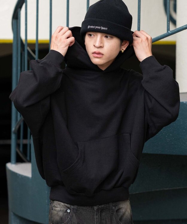 WEGO 【ユニセックス着用ITEM】バルーンクロップドプルパーカー ブラック