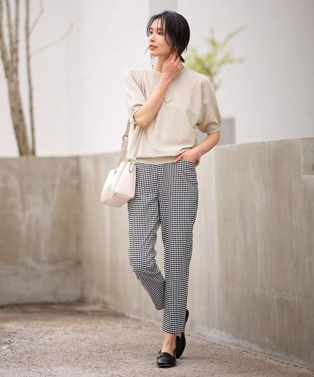 ANY 【洗濯機可/UVケア】ラメニットドルマンプルオーバー ベージュラメ