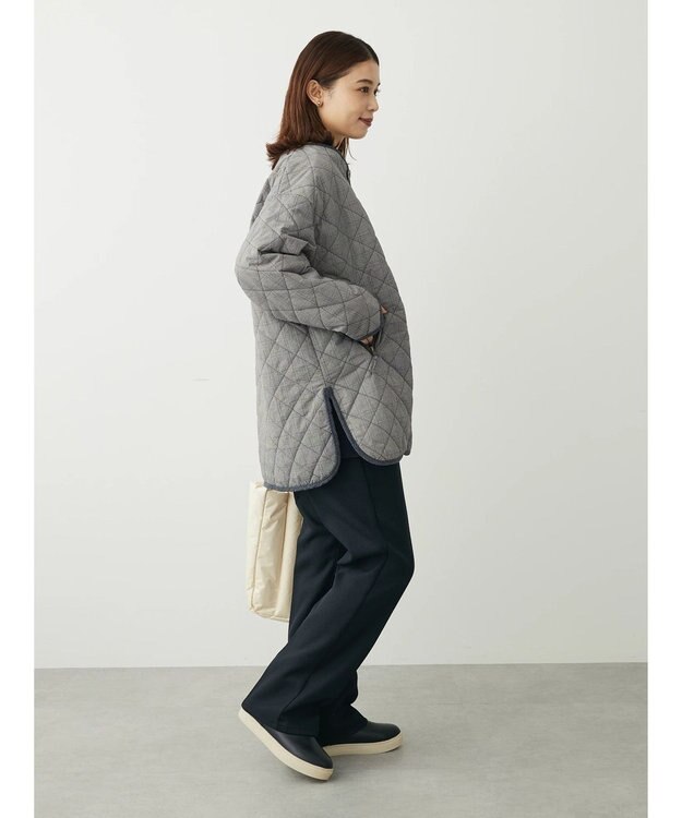 Green Parks キルティングノーカラーブルゾン Check