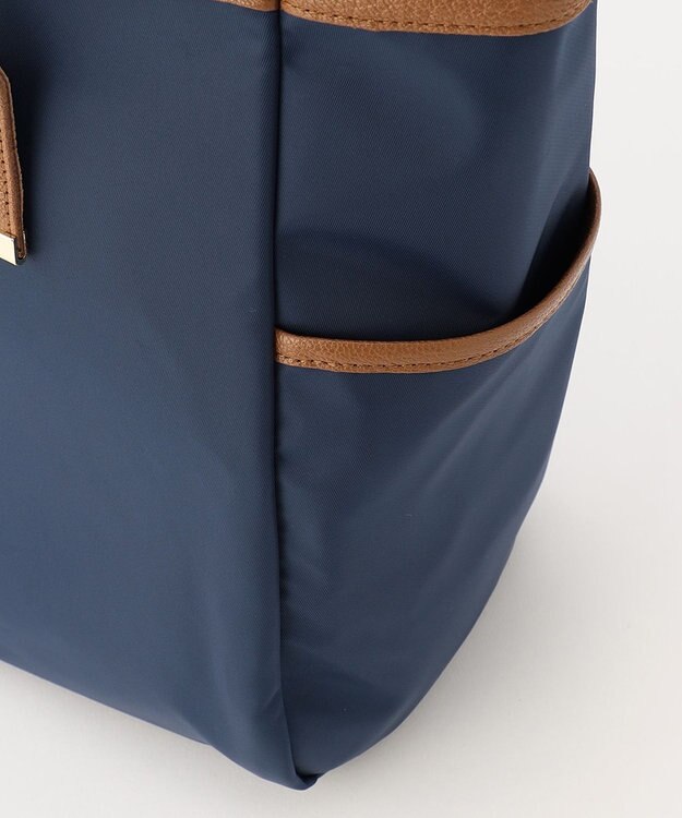 UNBILLION perche ナイロン×ゴートヒネリ金具トートバッグ ネイビー