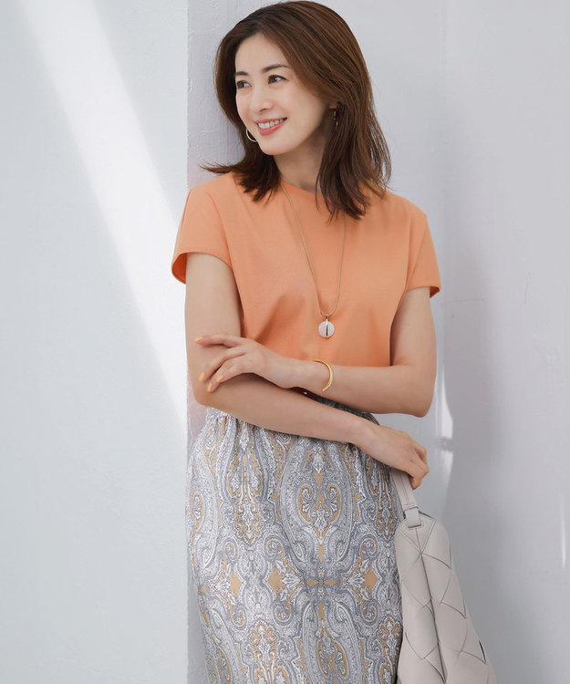 23区 S 【汗じみ防止/速乾性】フレンチスリーブ  IT Tシャツ アプリコット系