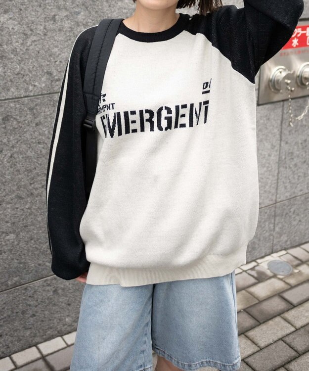 WEGO ゲームグラフィックラグランジャガードニット ブラック