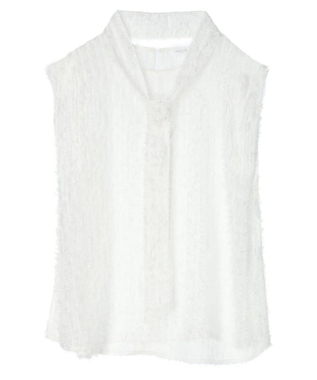 Green Parks ボウタイ付きフェザーノースリーブプルオーバー Off White