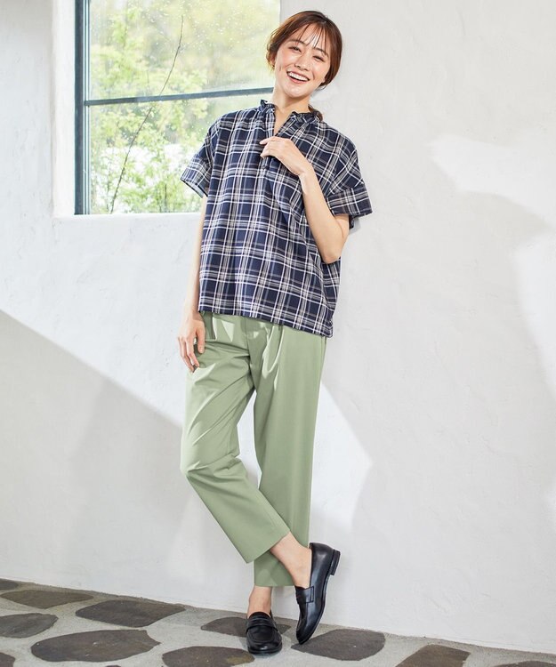 J.PRESS LADIES シアーストライプチェック カットソー ネイビー系3