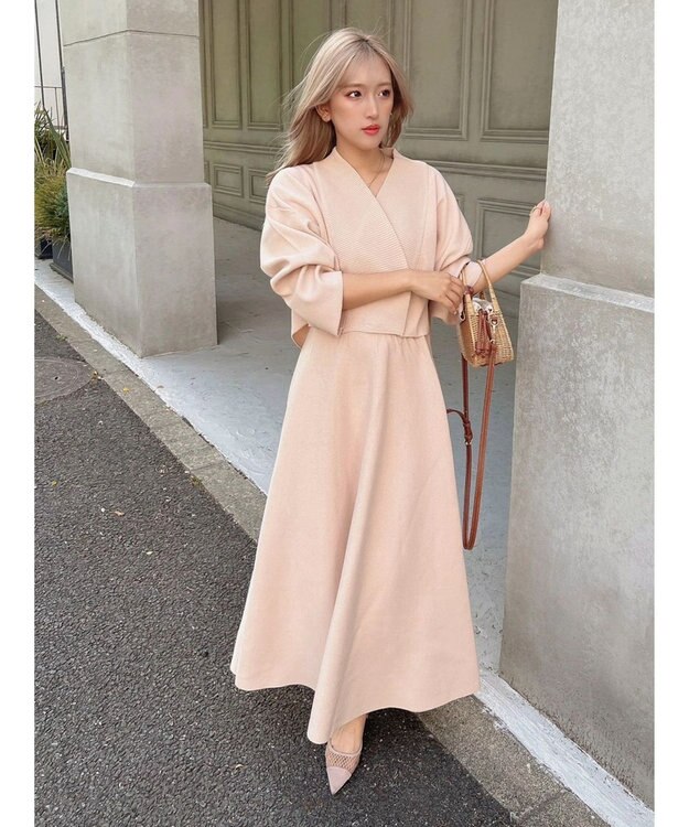 Green Parks ミラノリブフレアスカート Beige