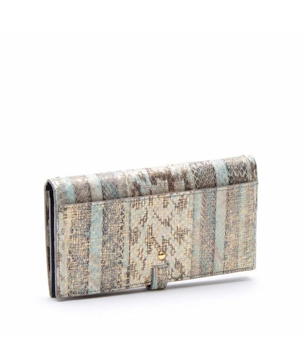 A.D.M.J. 【スネークレザー】アールデコモチーフロングウォレット ターコイズ