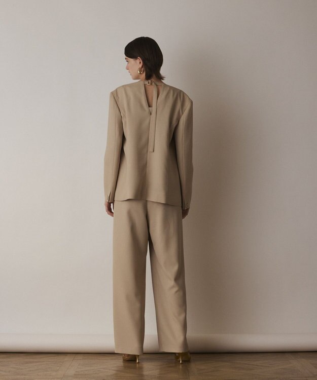 GRACE CONTINENTAL バックシャンノーカラージャケット ベージュ