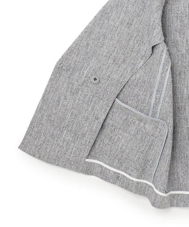 ICB L ストレッチMIXツイード 半袖ジャケット ブラックミックス