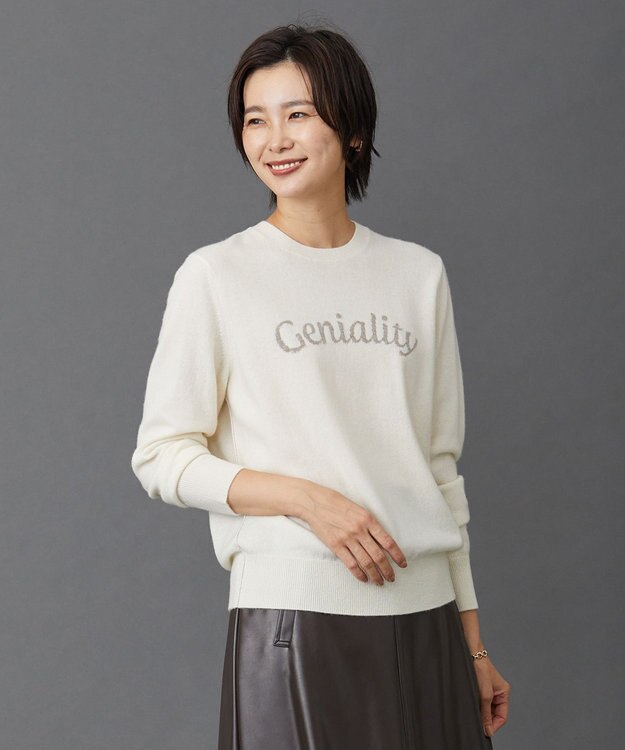 J.PRESS LADIES 【洗える】CASHMERE BLEND ロゴ ニット ホワイト系