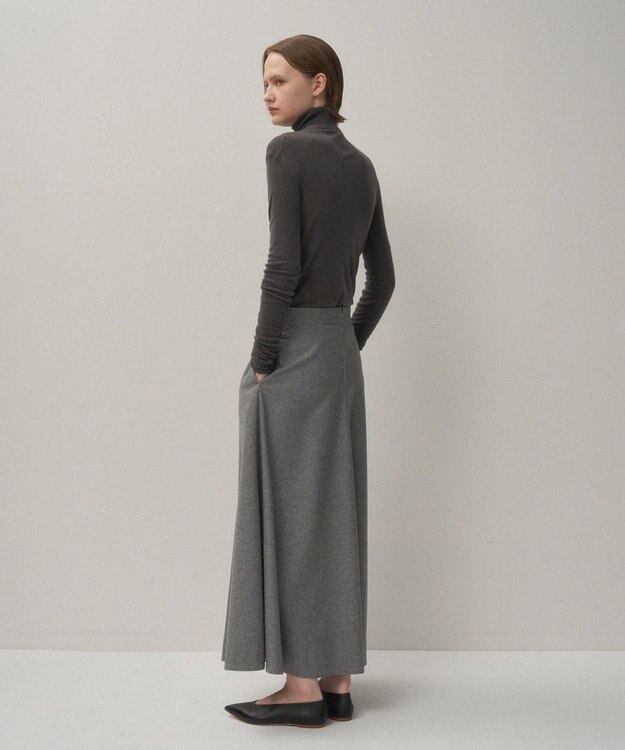 ATON MERINO COLLEGE FLANNEL | フレアスカート TOP GRAY
