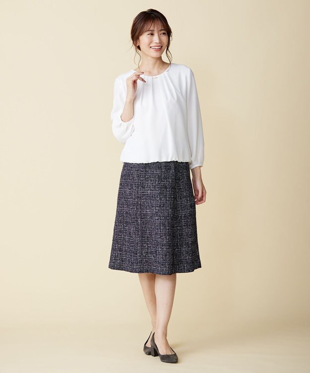 J.PRESS LADIES ファンシーツイード スカート ネイビー系1