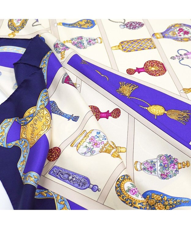 Marca 【伝統横濱スカーフ】香水瓶   大判 シルクツイル スカーフ ブルー