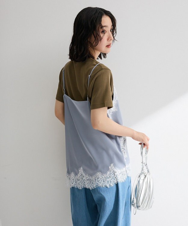 Green Parks レースドッキングサテンビスチェ Blue