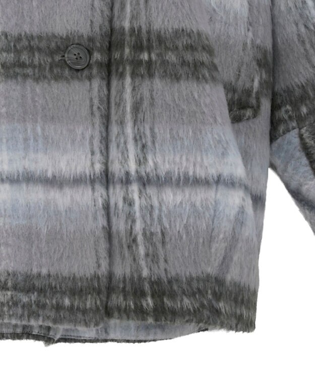 earth music&ecology チェックシャギーコート Check Gray