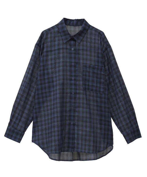 AMERICAN HOLIC シアーチェック柄オーバーシャツ Check Blue