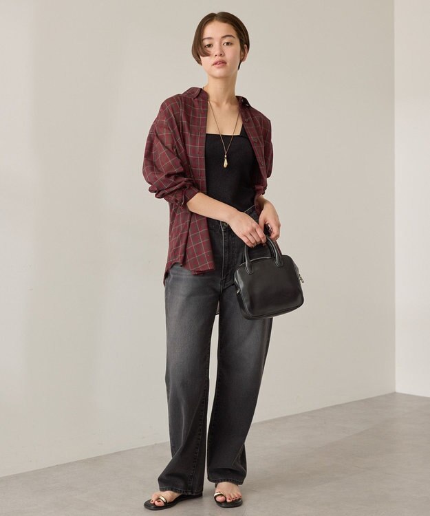 AMERICAN HOLIC シアーチェック柄オーバーシャツ Check Red