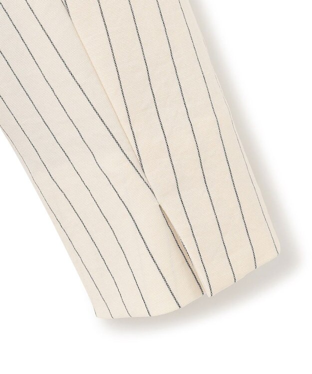 ICB 【洗える】 LooseWeave ストライプ柄ダブルブレストジャケット オフホワイト×ブラック系