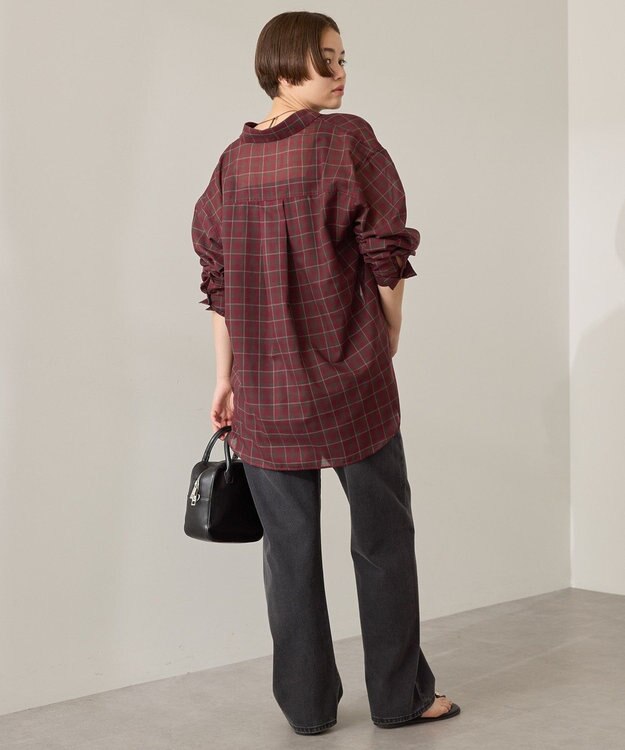 AMERICAN HOLIC シアーチェック柄オーバーシャツ Check Red