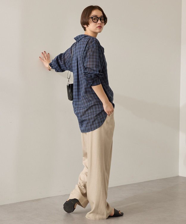 AMERICAN HOLIC シアーチェック柄オーバーシャツ Check Blue