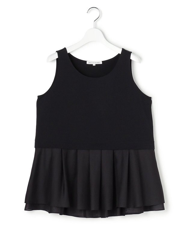 23区 【先行予約】ナチュラルコットンベア シアーペプラム タンクトップ ブラック系