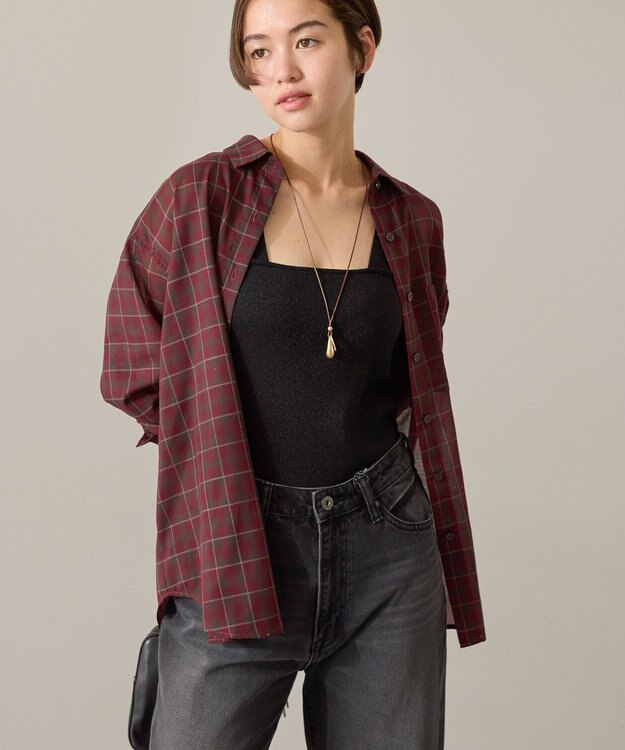 AMERICAN HOLIC シアーチェック柄オーバーシャツ Check Red