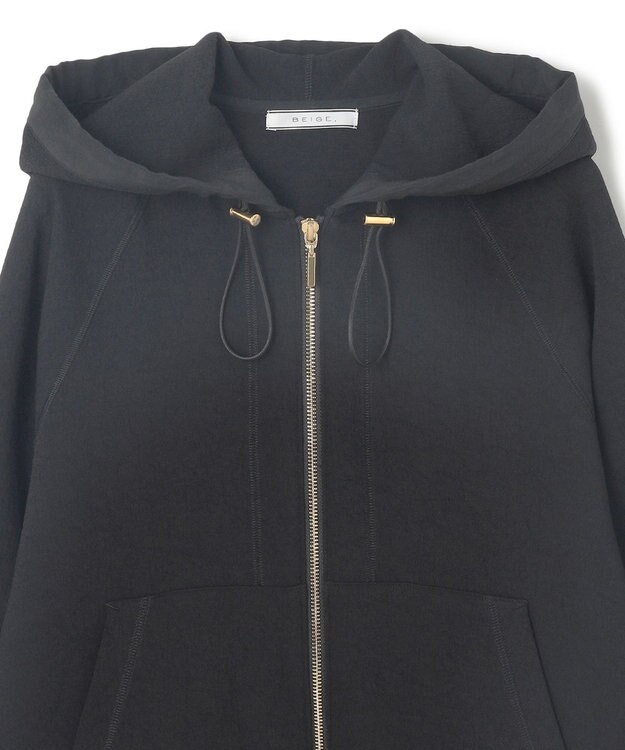 BEIGE， 【洗える】BROOM / スウェット風オーバーサイズドロストパーカー Black