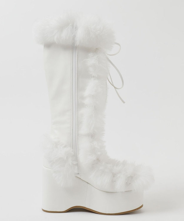WEGO レースアップボリュームファーロングブーツ ホワイト