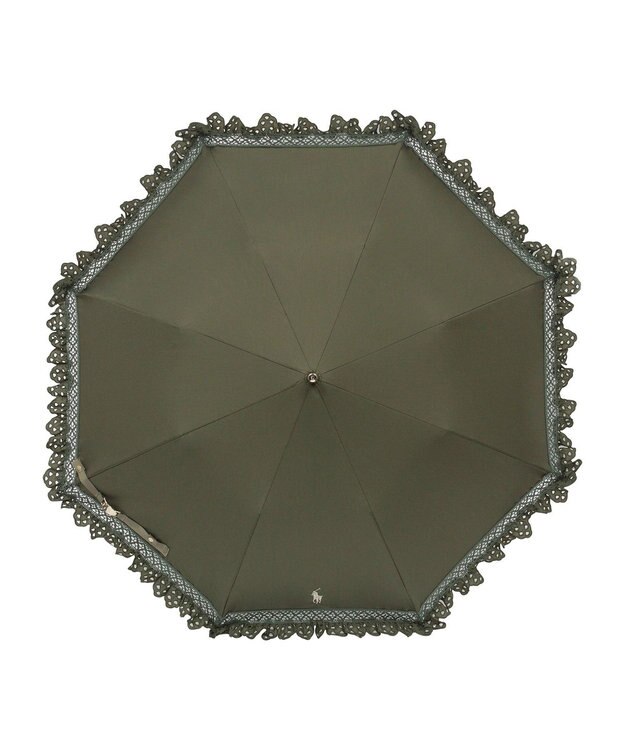 MOONBAT 【遮光/晴雨兼用日傘】POLO RALPH LAUREN(ポロ ラルフローレン) エンブフリル 折りたたみ傘 楽折 遮熱 UV カーキー