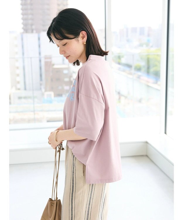 CRAFT STANDARD BOUTIQUE シルケット天竺　ロゴＰＴボトルネックＰＯ　５／Ｓ Lavender