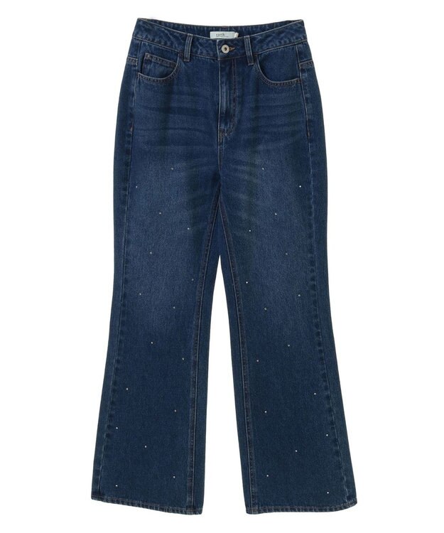 earth music&ecology ラインストーンフレアデニムパンツ Medium Indigo