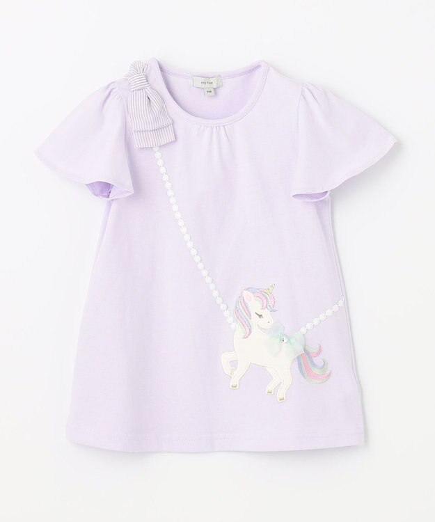 ANY KIDS ユニコーンポシェットTシャツ ラベンダー系