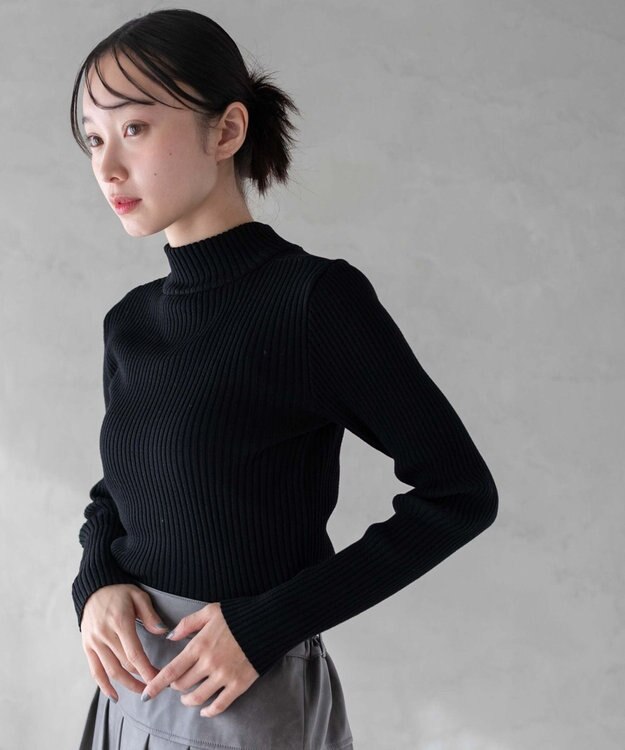 WEGO リブハイネックショートニット ブラック