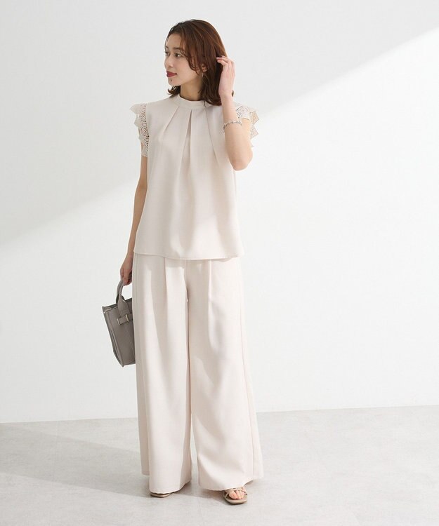 Green Parks ・ＥＬＥＮＣＡＲＥ　ＤＵＥ　リネンライクワイドパンツ Charcoal Gray