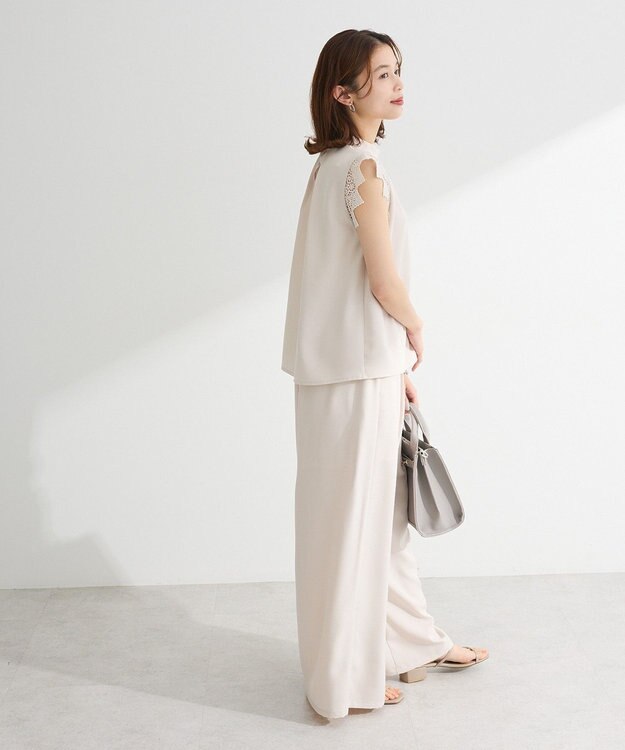 Green Parks ・ＥＬＥＮＣＡＲＥ　ＤＵＥ　リネンライクワイドパンツ Charcoal Gray