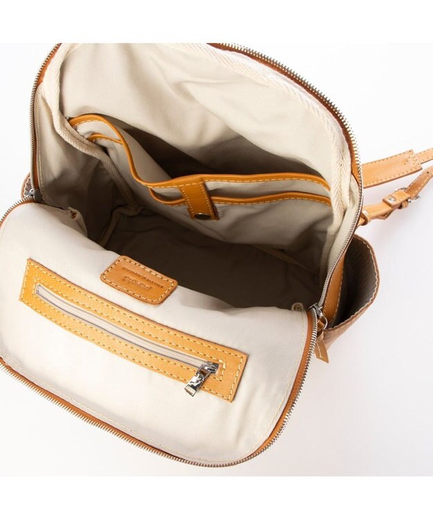 UNBILLION ペルケ perche / ダブルジッパー牛革バックパック キャメル