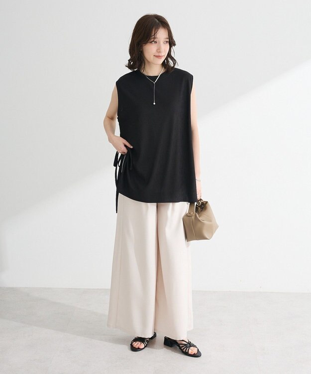 Green Parks ・ＥＬＥＮＣＡＲＥ　ＤＵＥ　リネンライクワイドパンツ Charcoal Gray