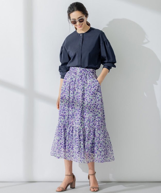 組曲 【23SS】ヴィンテージフラワープリント スカート パープル系5