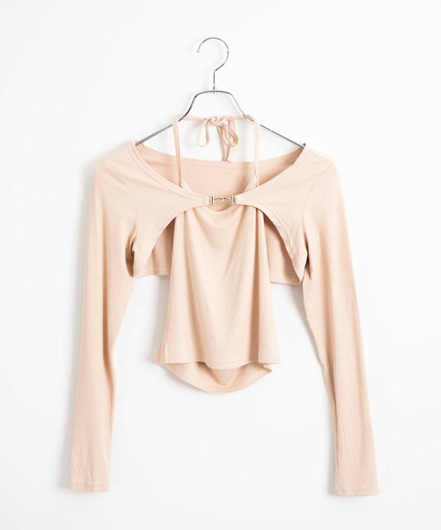 WEGO 【２点セット】カーデ付きアンサンブル ベージュ