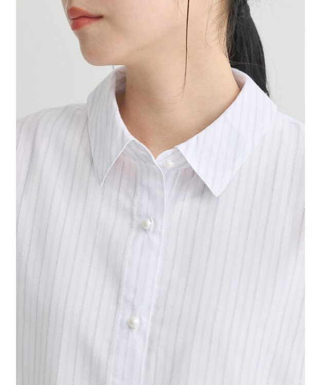 earth music&ecology パールボタンオーバーシャツ Ivory