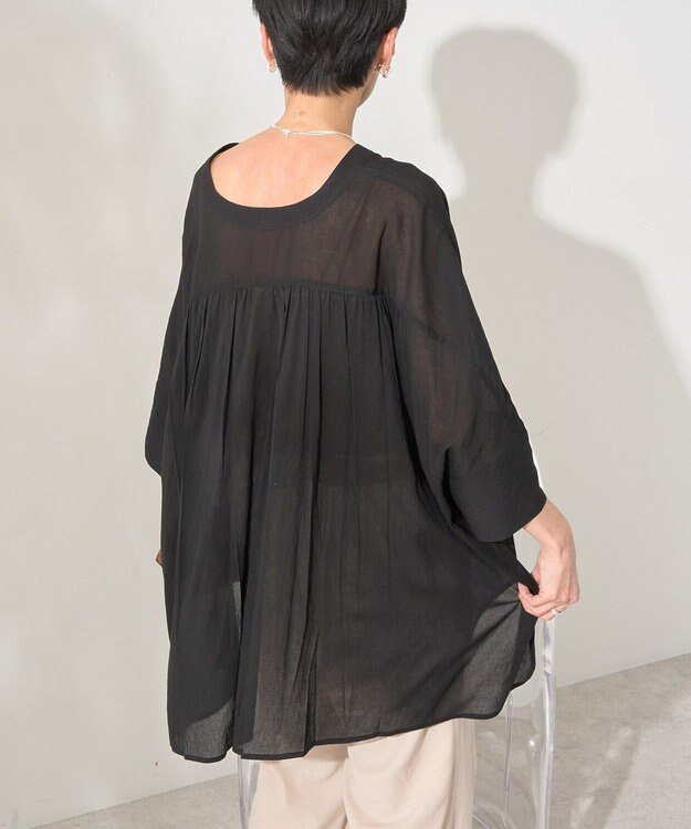 AMERICAN HOLIC 【接触冷感】Ｖネックシアー半袖ＢＩＧシャツ Black