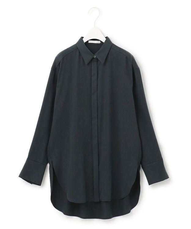 ICB 【洗える】 フィブリルツイル ロングシャツ ブラック系