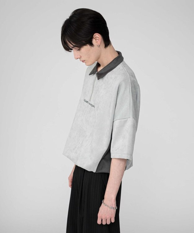 WEGO 【ユニセックス着用ITEM/MLサイズ展開】フェイクスウェードドルマンハーフZIPT（SS） ライトグレー