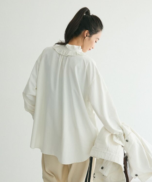 CRAFT STANDARD BOUTIQUE デシンフリル刺繍スリーブブラウス Off White