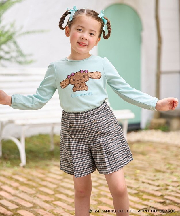 ANY KIDS 【any FAM×サンリオキャラクターズ】ミラクルスパンコール長袖Tシャツ ミント×シナモロール