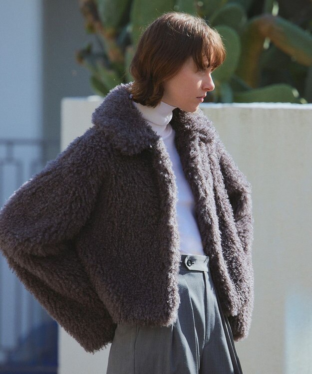 NAVE 【Nave】ニードルボア クロップド ジャケット チャコール系