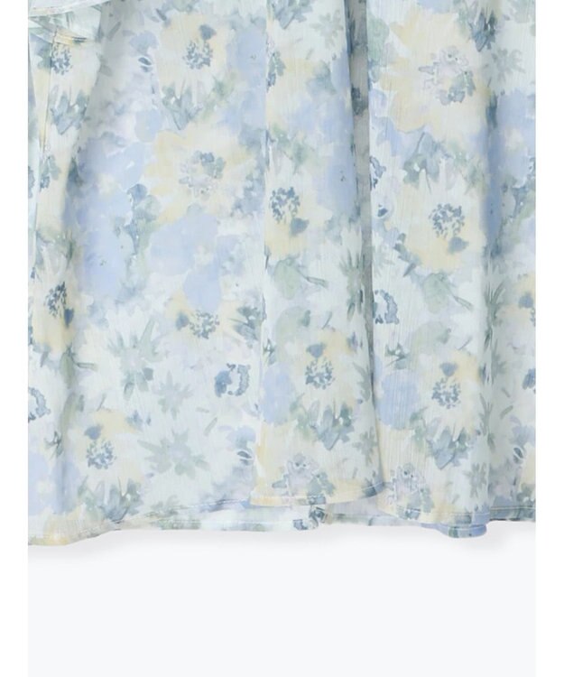 Te chichi フラワーパターンシアーフリルブラウス ブルー