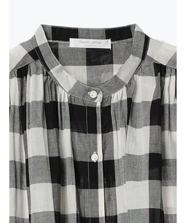 Green Parks インド綿 ギンガムチェックノースリーブワンピース Gingham Check