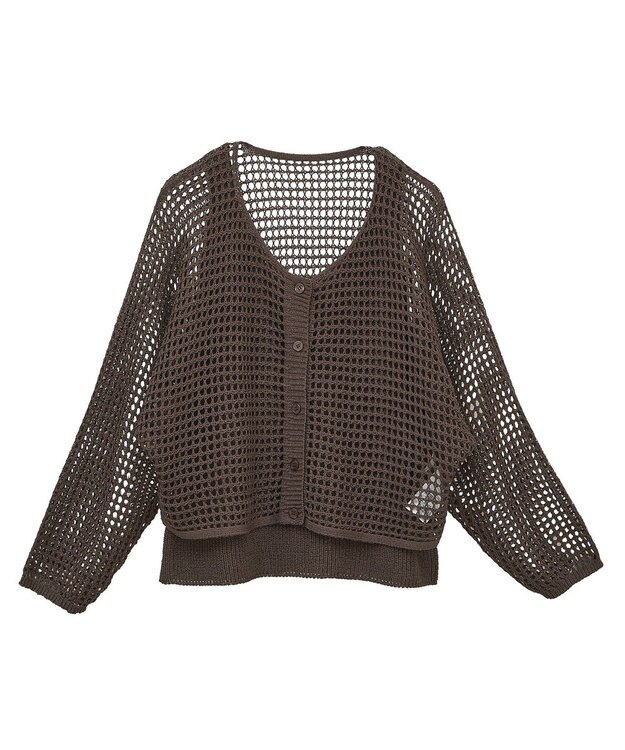 earth music&ecology ＳＥＴ２点メッシュニットカーディガン＋ビスチェ Brown
